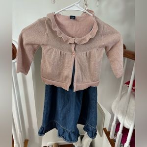 Baby Gap 4T Denim Romper & Sweater Shrug